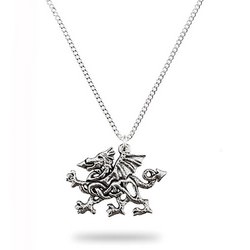 Pewter Celtic Welsh Dragon Necklace